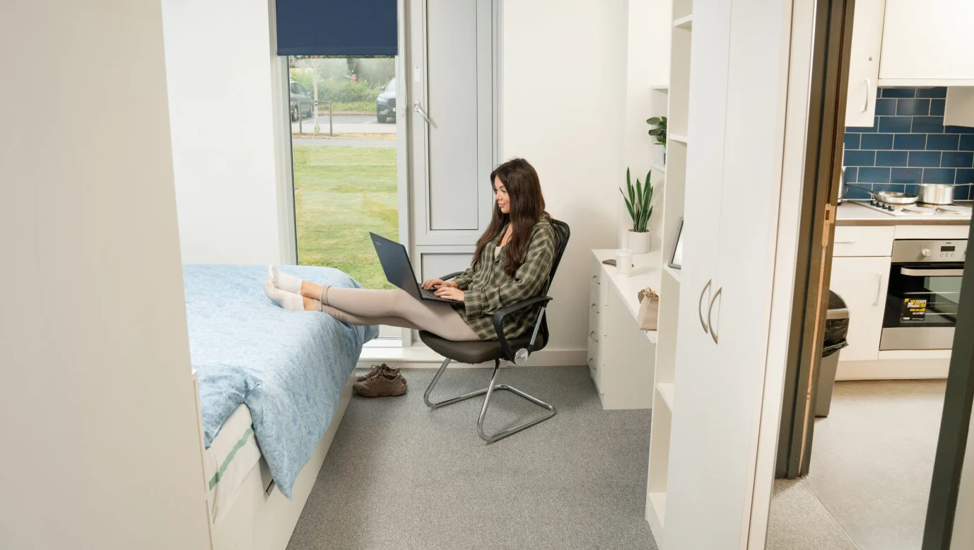 Student accommodation - bedroom kitchen